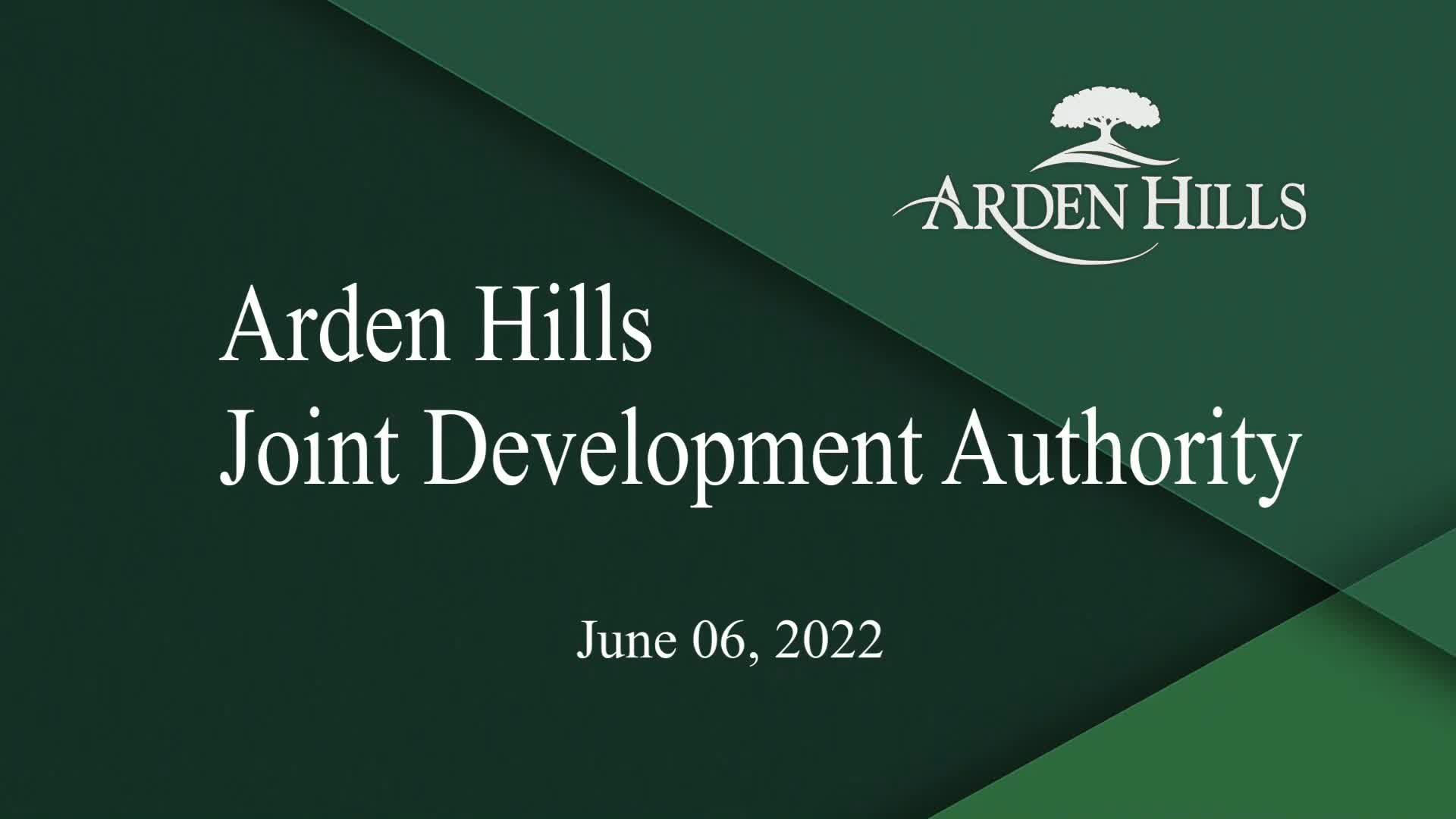 Thumbnail image for LIVE Arden Hills Joint Development Authority Meeting 6-6-22