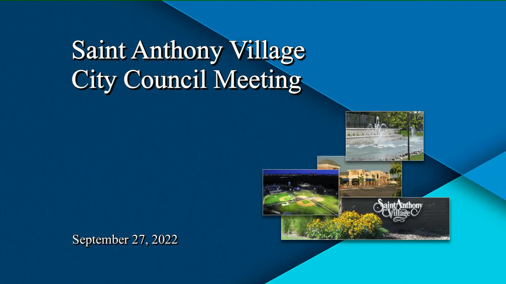 St. Anthony City Council Meeting 9-27-22