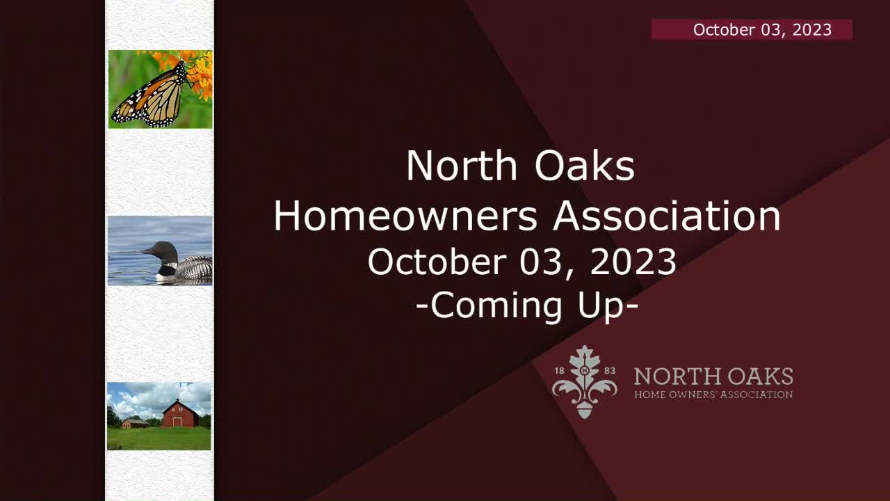 Thumbnail image for North Oaks Homeowners Association Meeting 10-3-23