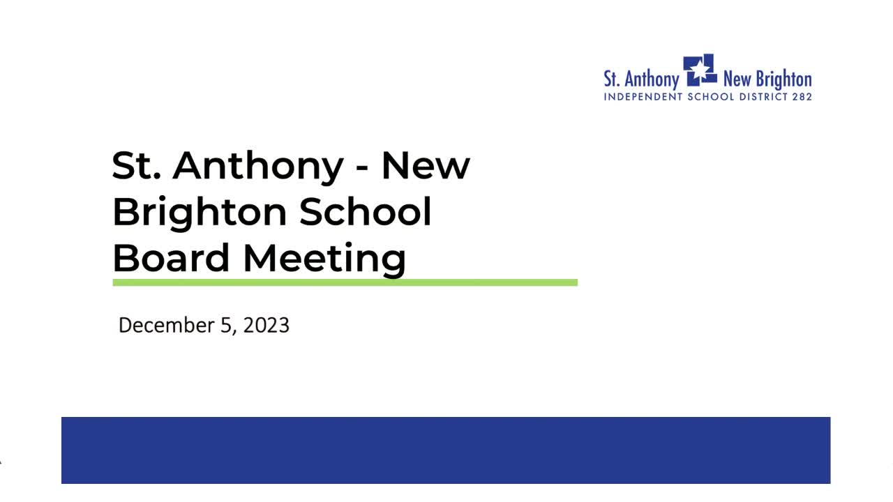 Thumbnail image for St. Anthony/New Brighton District 282 School Board Meeting 12-5-23