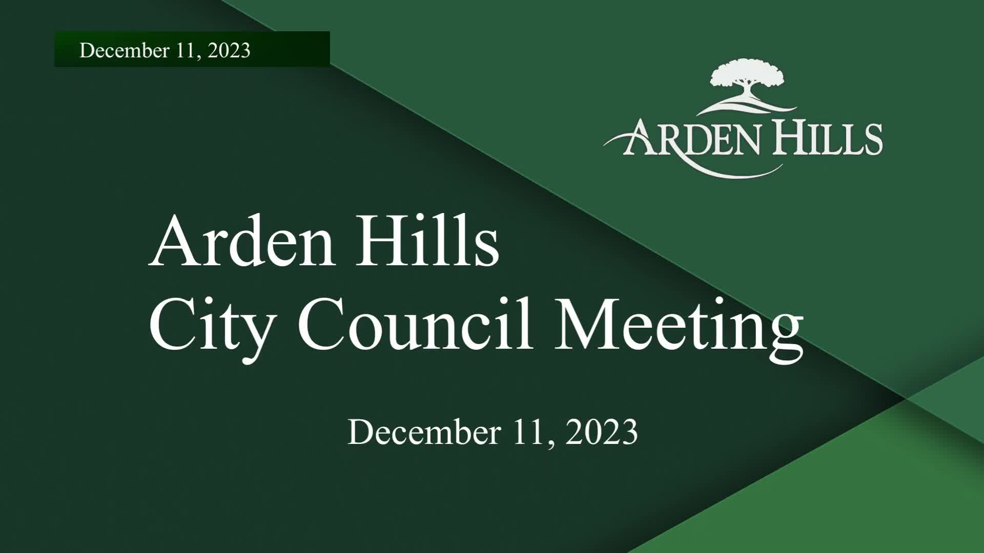 Thumbnail image for Arden Hills City Council Meeting 12-11-23