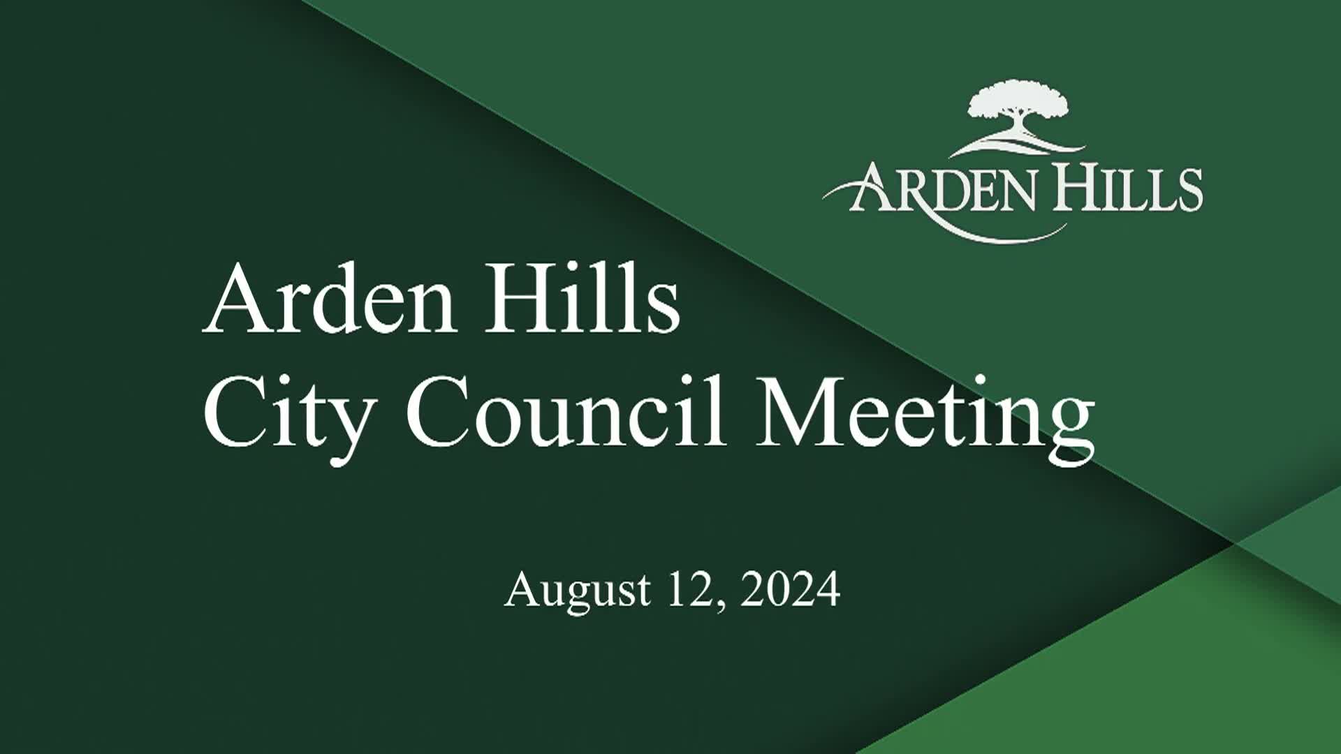 Thumbnail image for Arden Hills City Council Meeting 8-12-24