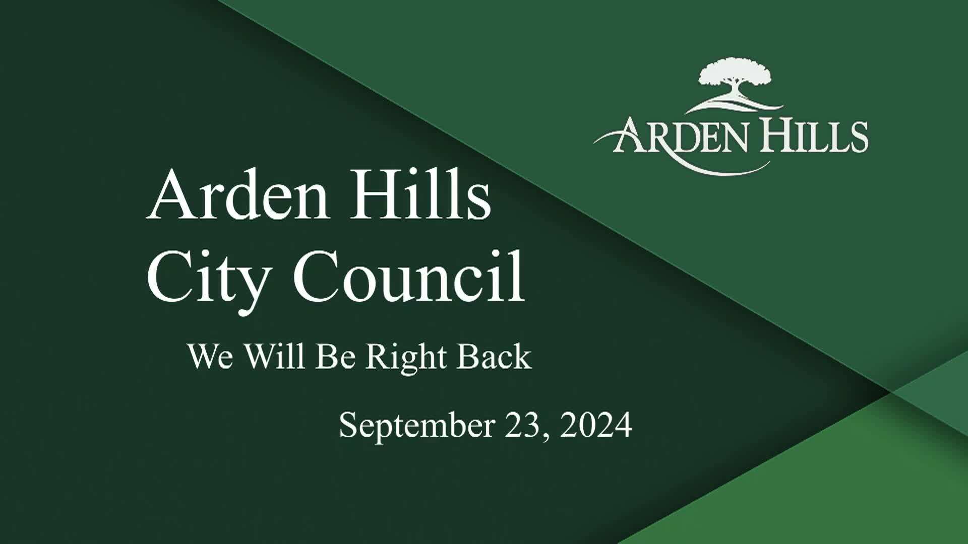 Thumbnail image for Arden Hills City Council Meeting 9-23-24