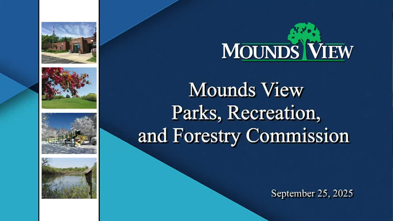 Mounds View Parks and Recreation Commission Meeting 9-25-25