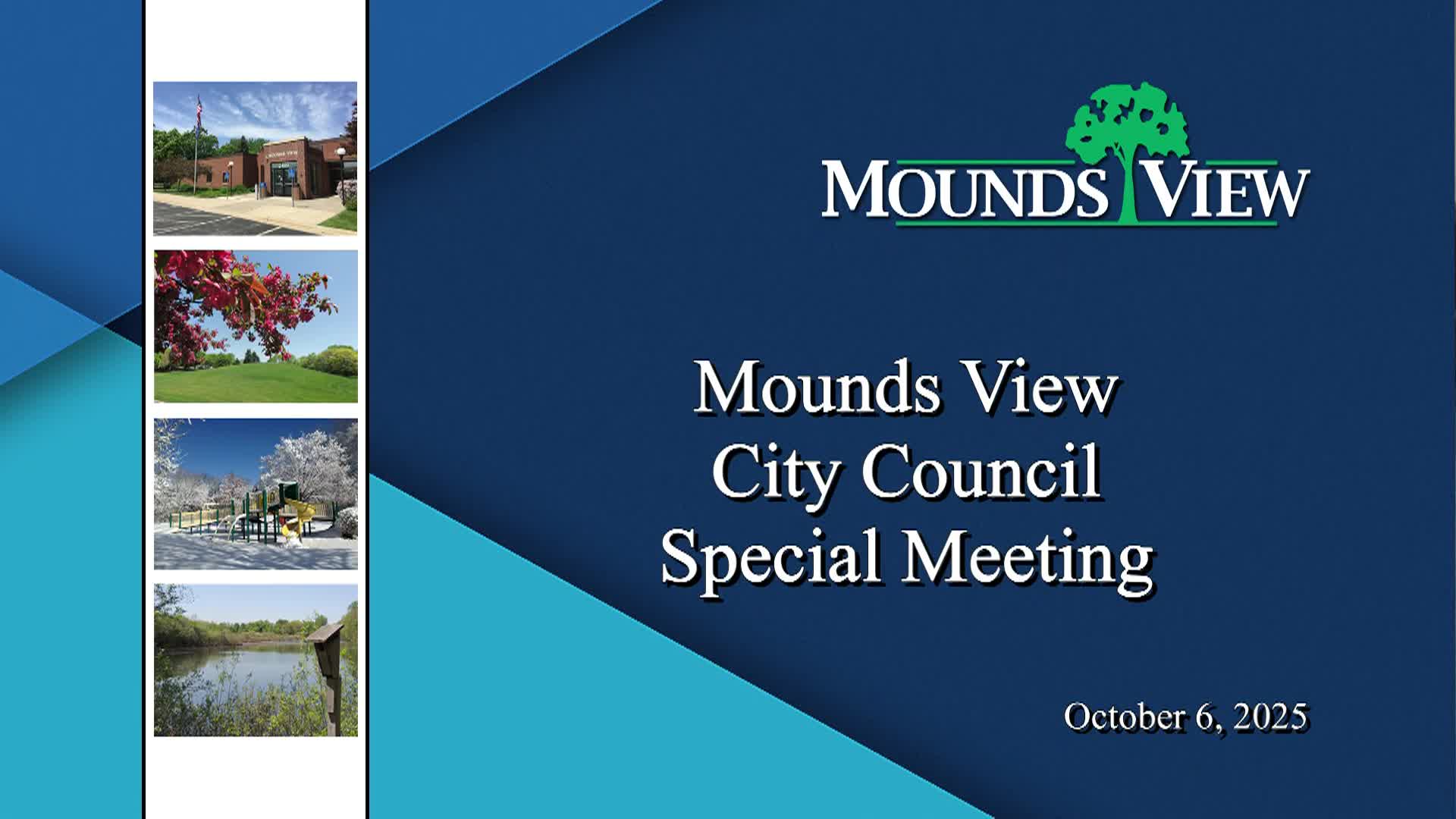 Mounds View Special City Council Meeting 10-6-25