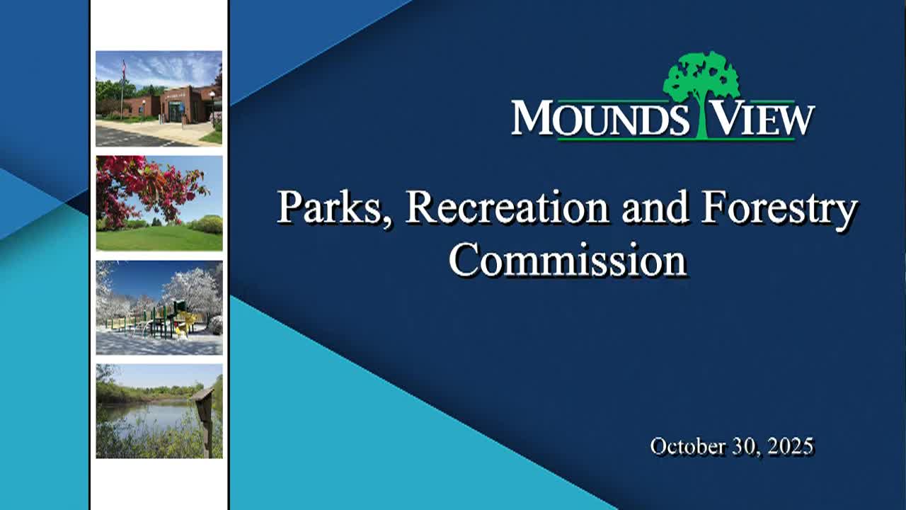 Mounds View Parks and Recreation Commission Meeting 10-30-25