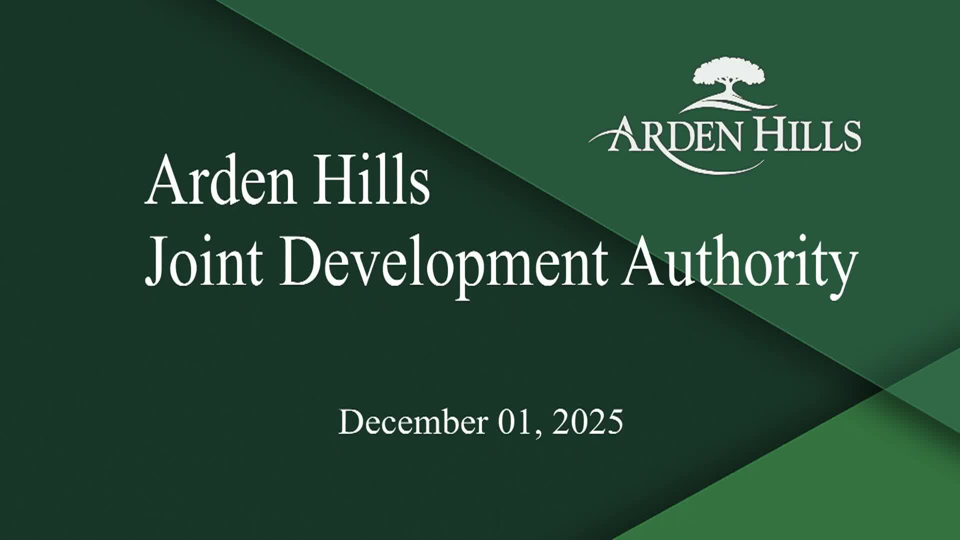 Arden Hills Joint Development Authority Meeting 12-1-25